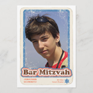 Azul de la invitación de Mitzvah de la barra de la