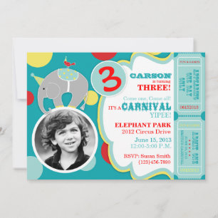 Azul de la invitación del cumpleaños del elefante