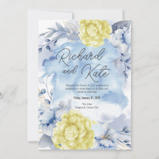AZUL DE LA LUZ DE LA invitación Y AMARILLO DE LA D