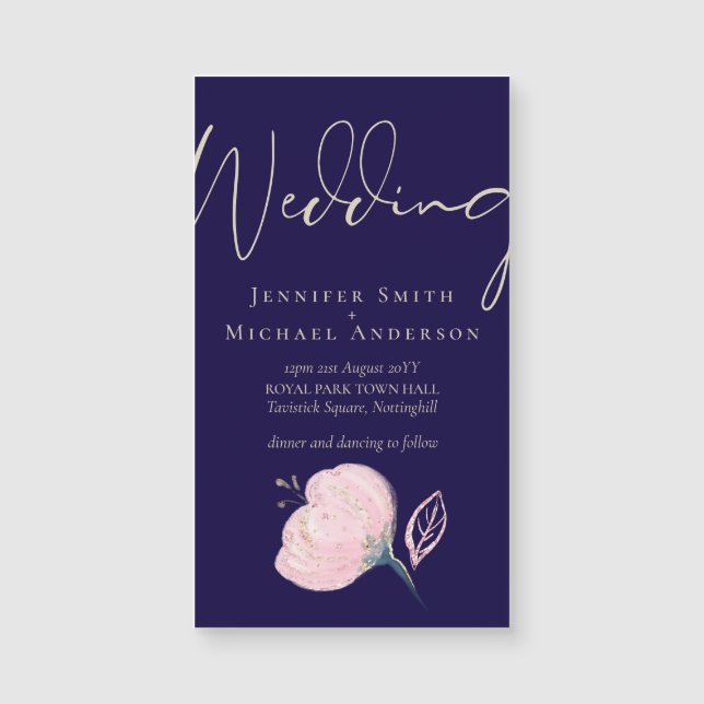 Azul de la Marina de Oro Rosa boda (Anverso)