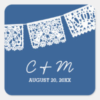 Azul de la Marina Papel Picado | Pegatina del favo