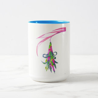 Azul de la planta de amistad taza del Dos-Tono de