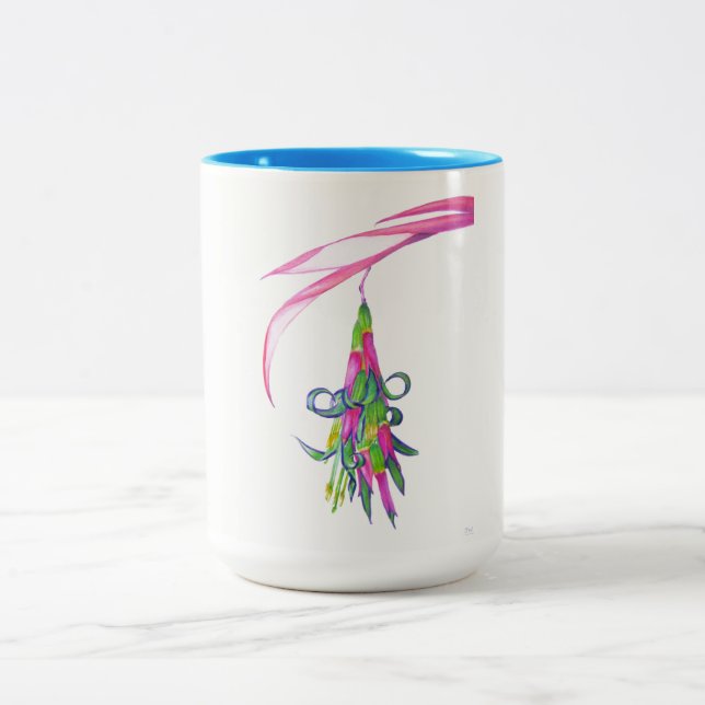 Azul de la planta de amistad taza del Dos-Tono de (Centro)