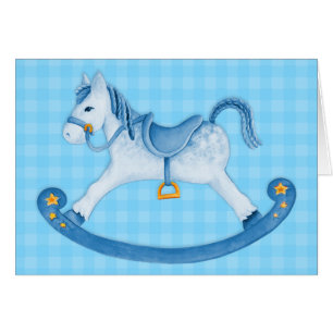 Azul de la tarjeta del arte del caballo mecedora