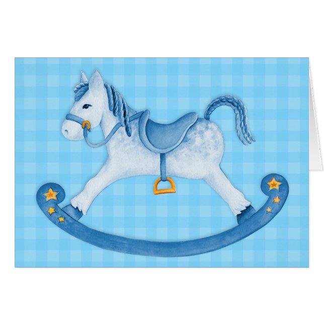 Azul de la tarjeta del arte del caballo mecedora (Anverso (Horizontal))