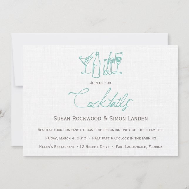 Azul de las invitaciones el | del cóctel de la (Anverso)
