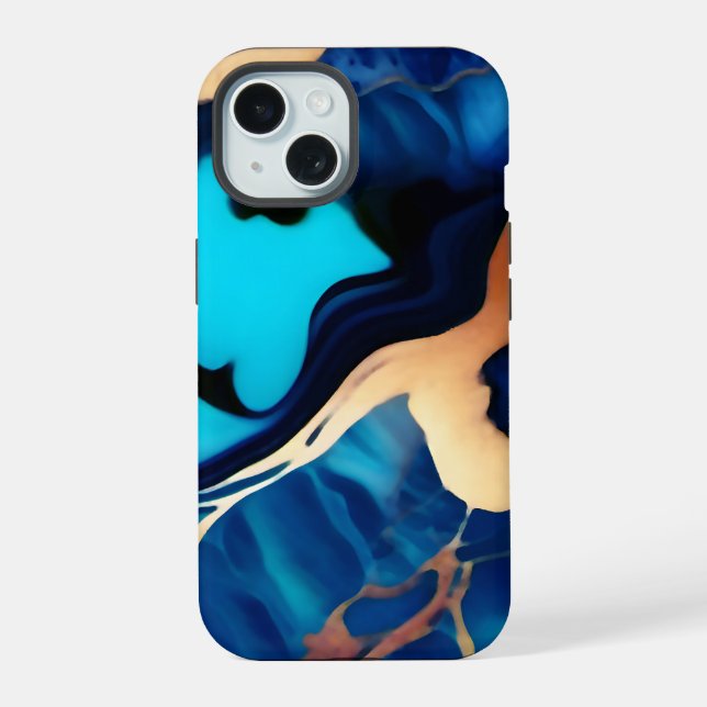 Azul de moda amarillo Mármol falso dorado  (Reverso )