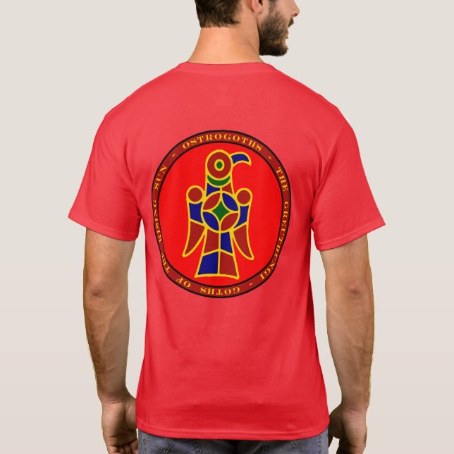 Azul de Ostrogoth y camisa rojos del sello del oro (Reverso)