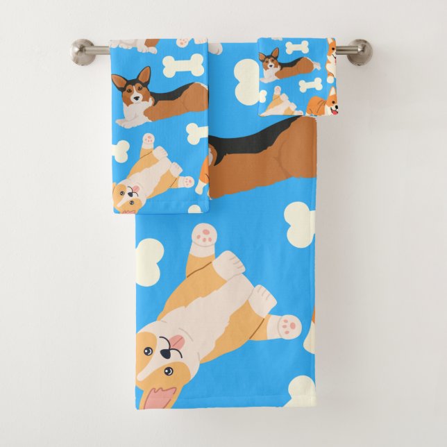 Azul de patrón de corgi corto (In situ)