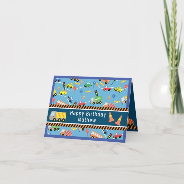 Azul de transporte. Tarjeta de cumpleaños (Anverso)