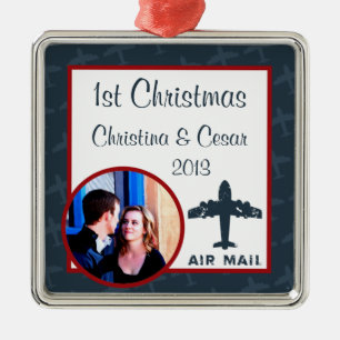 Azul de vuelo de avión con ornamento Personalizado