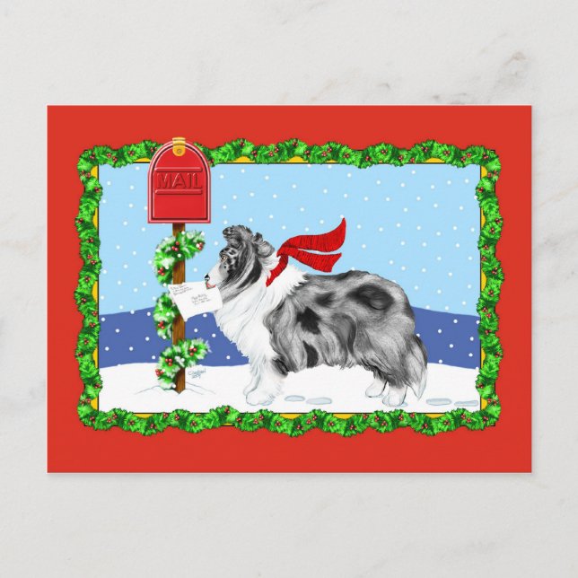 Azul del BI del correo del navidad de Sheltie (Anverso)