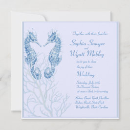 azul del boda de playa del seahorse - invitación
