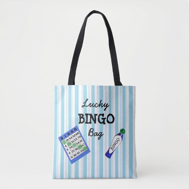 Azul del bolso del BINGO de la buena suerte rayado (Anverso)