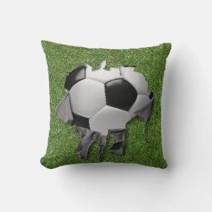 Azul del Cojín decorativo de fútbol desgarrado