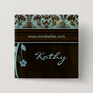 Azul del damasco de la broche del botón de la