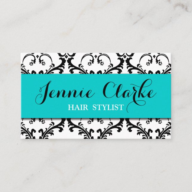 Azul del damasco de la tarjeta de visita del (Anverso)