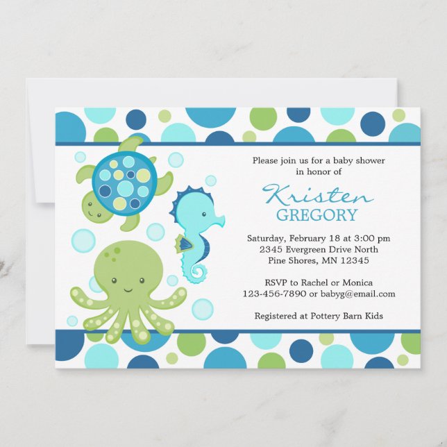 Azul del │ de las invitaciones de Baby Shower del (Anverso)