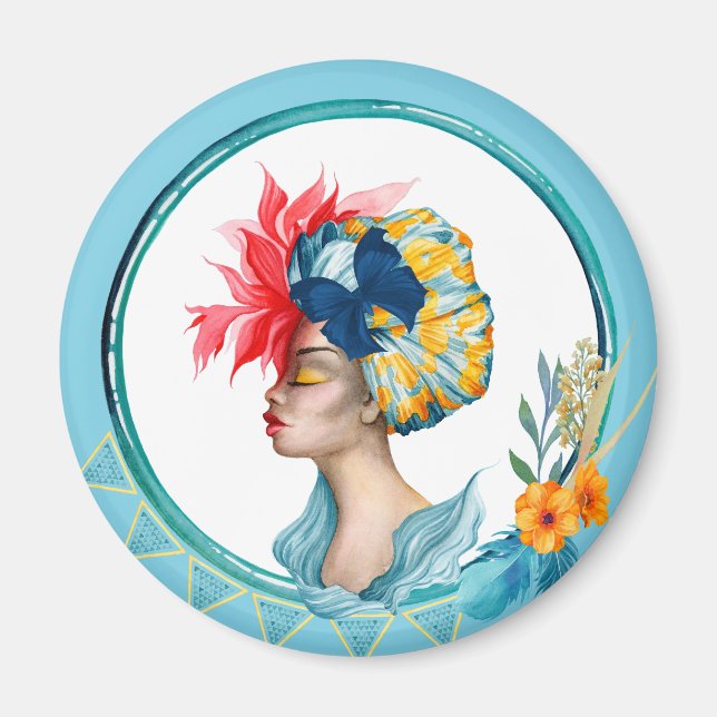 Azul del imán de las mujeres africanas (Frente)