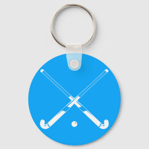 Azul del llavero de la silueta del hockey hierba