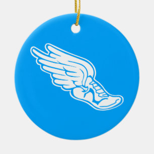 Azul del ornamento w/name del logotipo de la pista
