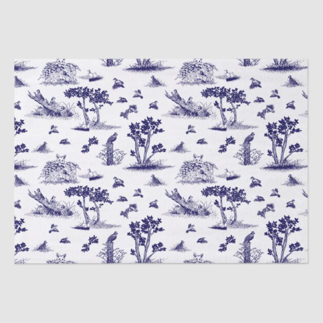 Azul del papel seda de Bobwhite Toile De Jouy (Anverso)