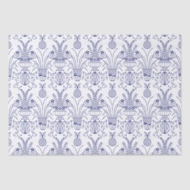 Azul del papel seda del damasco de la codorniz (Anverso)