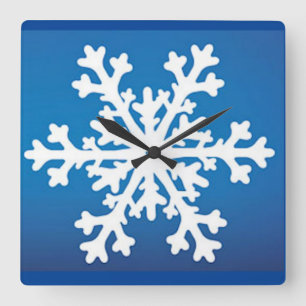 Azul del reloj de pared    del copo de nieve