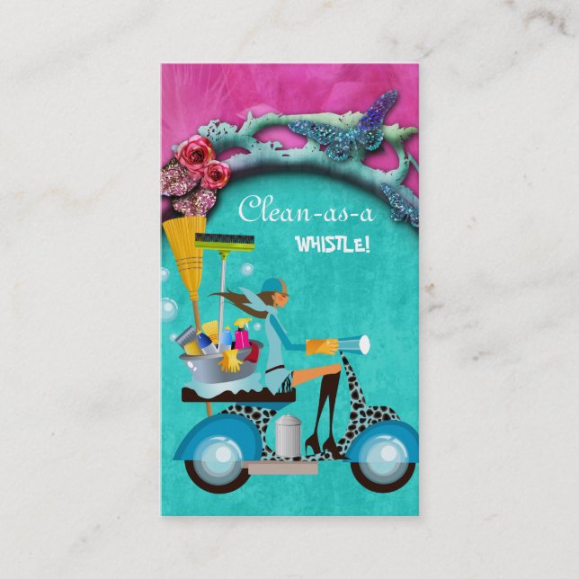 Azul del rosa del chica de la vespa de la tarjeta (Anverso)