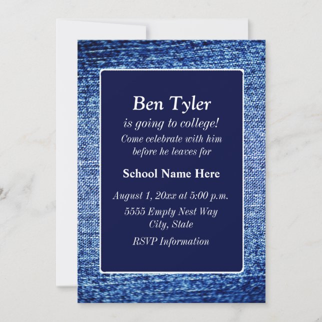 Azul Denim - Invitación de "A la Universidad" (Anverso)