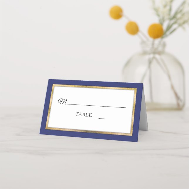 Azul | Dorado | Tarjetas blancas simples y elegant (Anverso)
