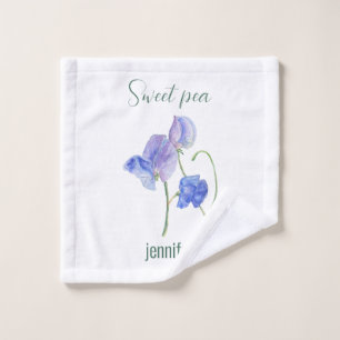 Azul dulce de guisantes acuático con el nombre del