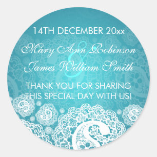 Azul elegante del cordón de Paisley de la etiqueta