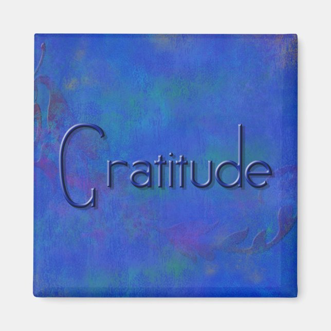 Azul en el imán de gratitud del bloque azul (Frente)