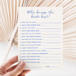 Azul escrito a mano Quién conoce la mejor tarjeta