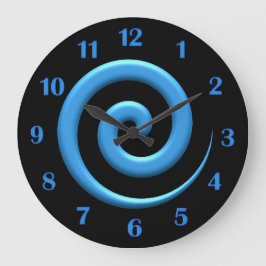 Azul espiral con números azules reloj de pared