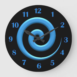 Azul espiral con números azules reloj de pared