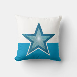 Azul Estrella lanzar almohada cuadrado azul blanco
