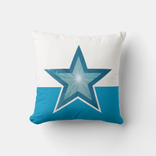 Azul Estrella lanzar almohada cuadrado azul blanco