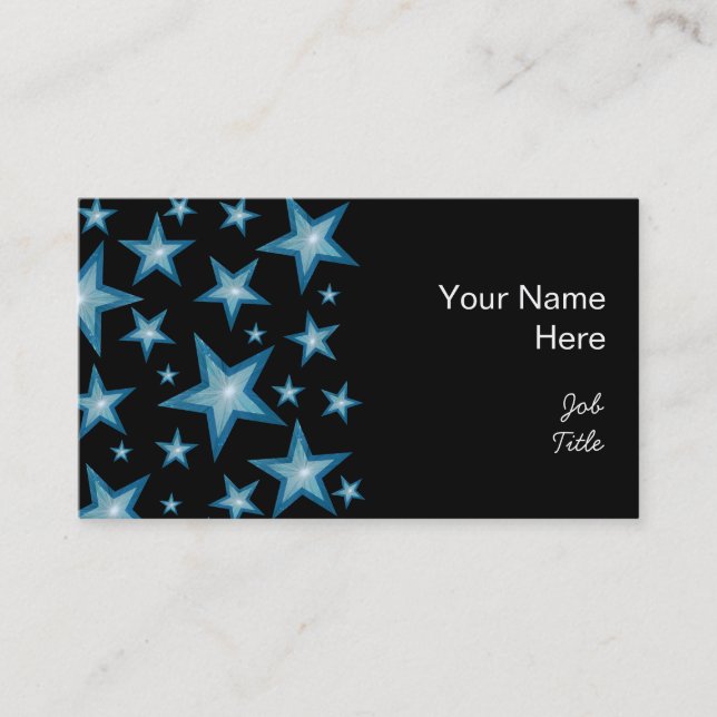 Azul Estrellas de la tarjeta de visita negro (Anverso)