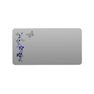 Azul, etiqueta floral de la mariposa de los gris