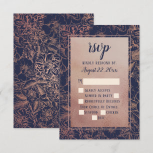 Azul   Faux Rosa Gold Vintage Rosa Floral RSVP