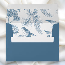 Azul floral botánico Chinois vintage