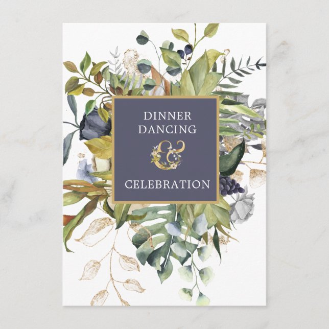 Azul Floral y verde, Ampersor de Oro y RECEPCIÓN (Anverso)