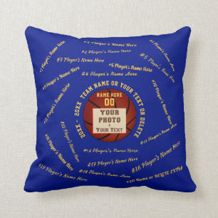 Azul foto almohada del baloncesto de los nombres
