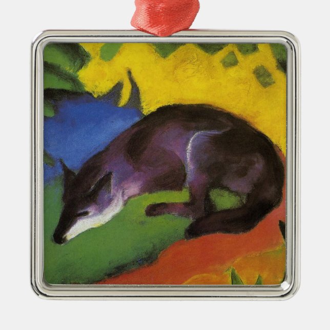 Azul Fox (de Franz Marc) Ornamento cerámico (Frente)