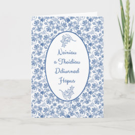 Azul Galés en la tarjeta floral blanca del día de