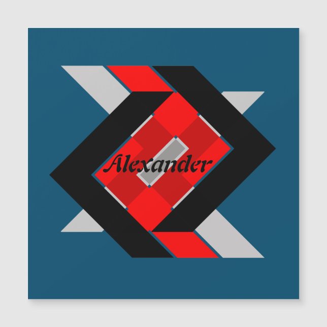 Azul geométrico gris rojo negro personalizado simp (Anverso)