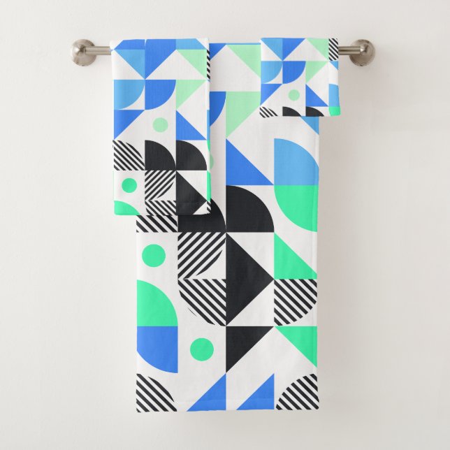 Azul geométrico moderno verde de menta (In situ)