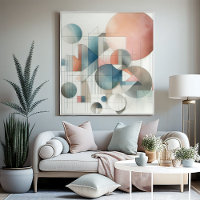 Azul Gris Beige Rojo Herrumbre Patrón de Arte Abst